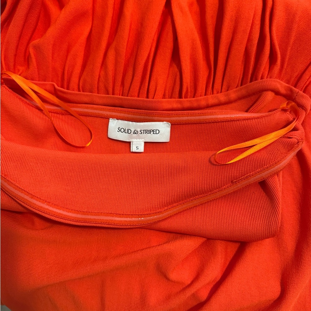 SOLID & STRIPED Strapless Orange-Red Maxi Dress - image 5